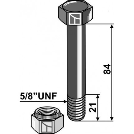 Болт со стопорной гайкой - 5/8''UNF
