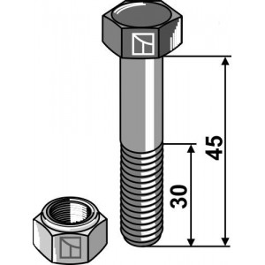 Болт со стопорной гайкой м12х1,75- 10,9