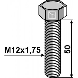 Шестигранный болт M12x1,75x50 без гайки - Оцинкованный