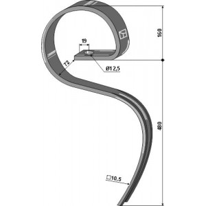 S-образная стойка бороны без лапы 45х12