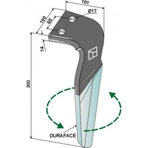 Зуб ротационной бороны (DURAFACE) 300мм, левый