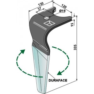 Зуб ротационной бороны - (DURAFACE) 335мм, правый