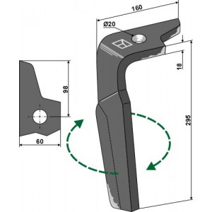 Зуб ротационной бороны 295мм, правый