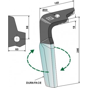 Зуб ротационной бороны (DURAFACE) 295мм, правый