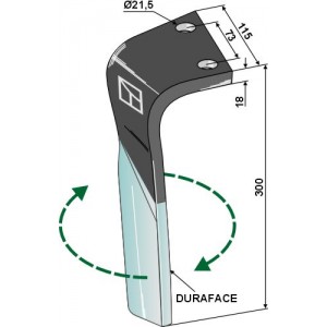 Зуб ротационной бороны (DURAFACE), правый