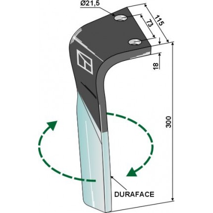 Зуб ротационной бороны (DURAFACE), правый