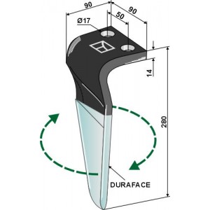 Зуб ротационной бороны (DURAFACE) 280мм, правый